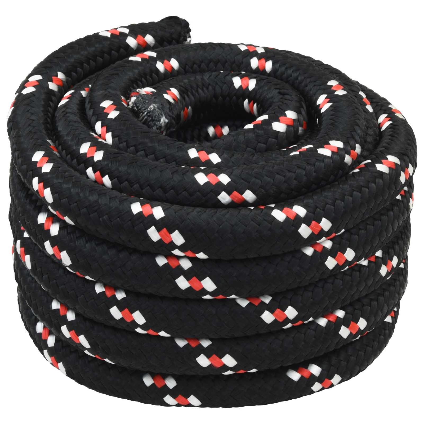 Bootsseil PP 10 m × 5 cm schwarz-rot, wasserfest, UV-beständig | Polypropylen-Material, schwimmfähig, wetterfest, für Boot, Camping & Ladungssicherung