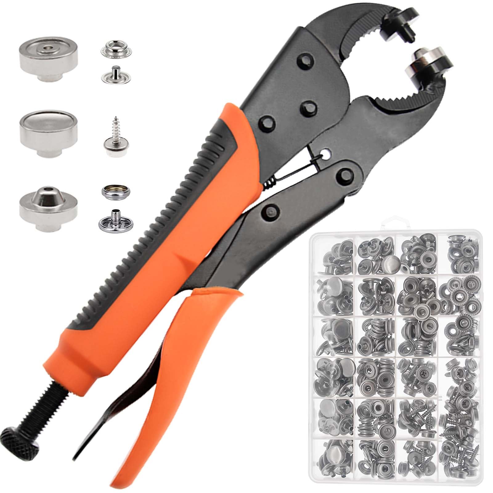 Zzyyldu 353PCS Heavy Duty Snap Fastener kit - Adjustable Snap Setter Tool with 100set 15mm Snaps，Snap Button Installation Tool Kit for Replacing Boat
