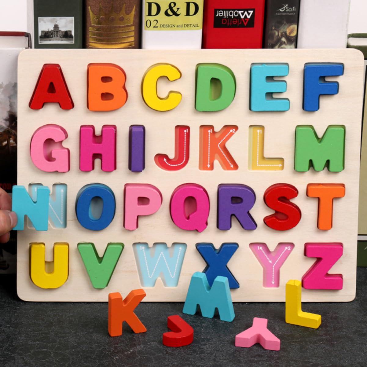 Puzzle in Legno per Ragazzo Ragazza Numeri Segni Matematici Alfabeto Strumenti Didattici Educativi per Sviluppo Cognitivo e Riconoscimento