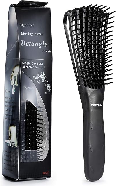 BESTOOL Detangling Brush for Black Natural Hair, Detangler Brush for Natural Black Hair Curly Hair Afro 3/4abc Texture, Faster and Easier Detangle Wet or Dry Hair with No Pain (Black)