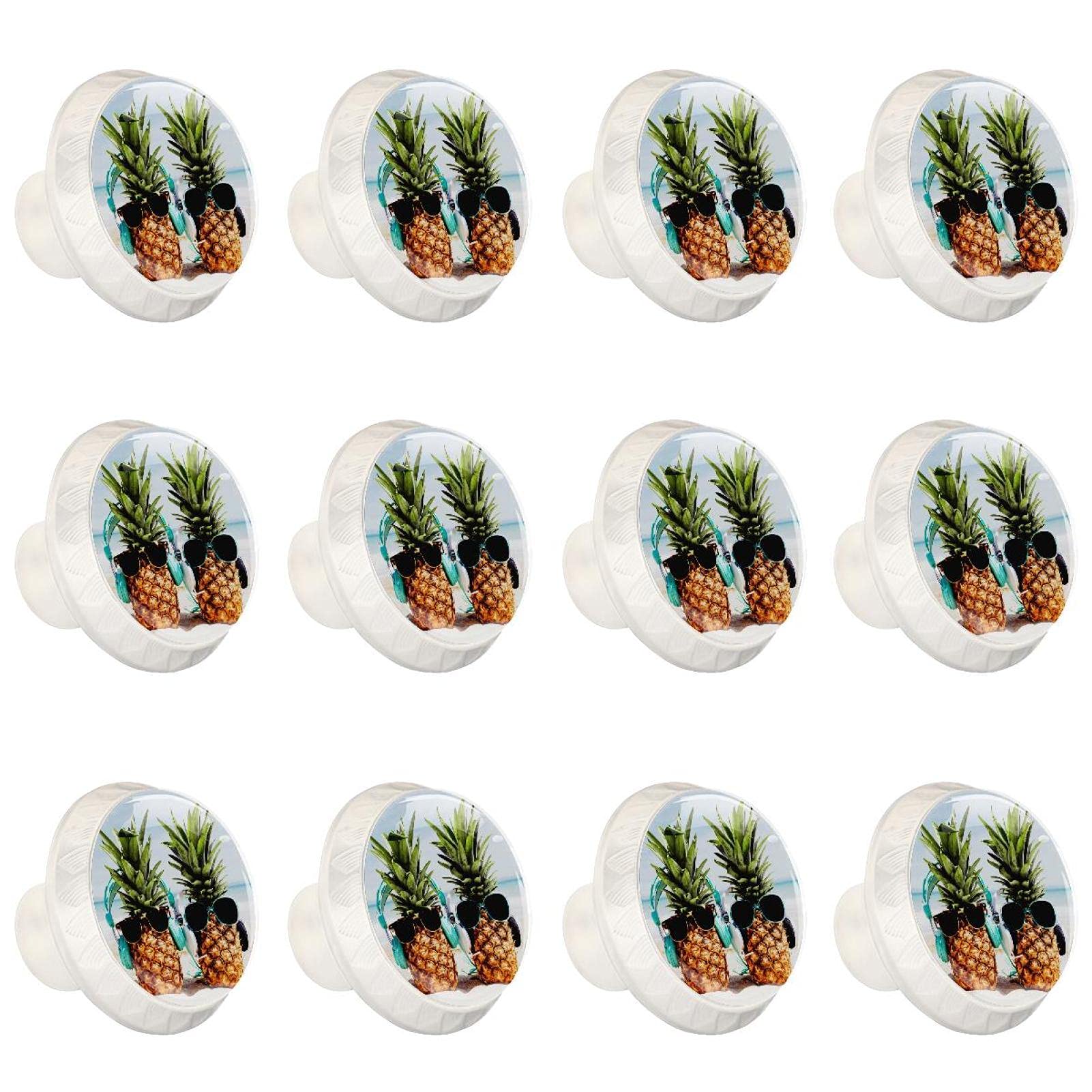 Boutons d'armoires de cuisine ronds en lot de 12 au style fruits et plage d'été