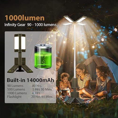 Miniatura 4 de IPARTS EXPERT Luces telescópicas para campamento recargables de 14000 mAh, luces magnéticas recargables para camping, linterna telescópica IPX5,