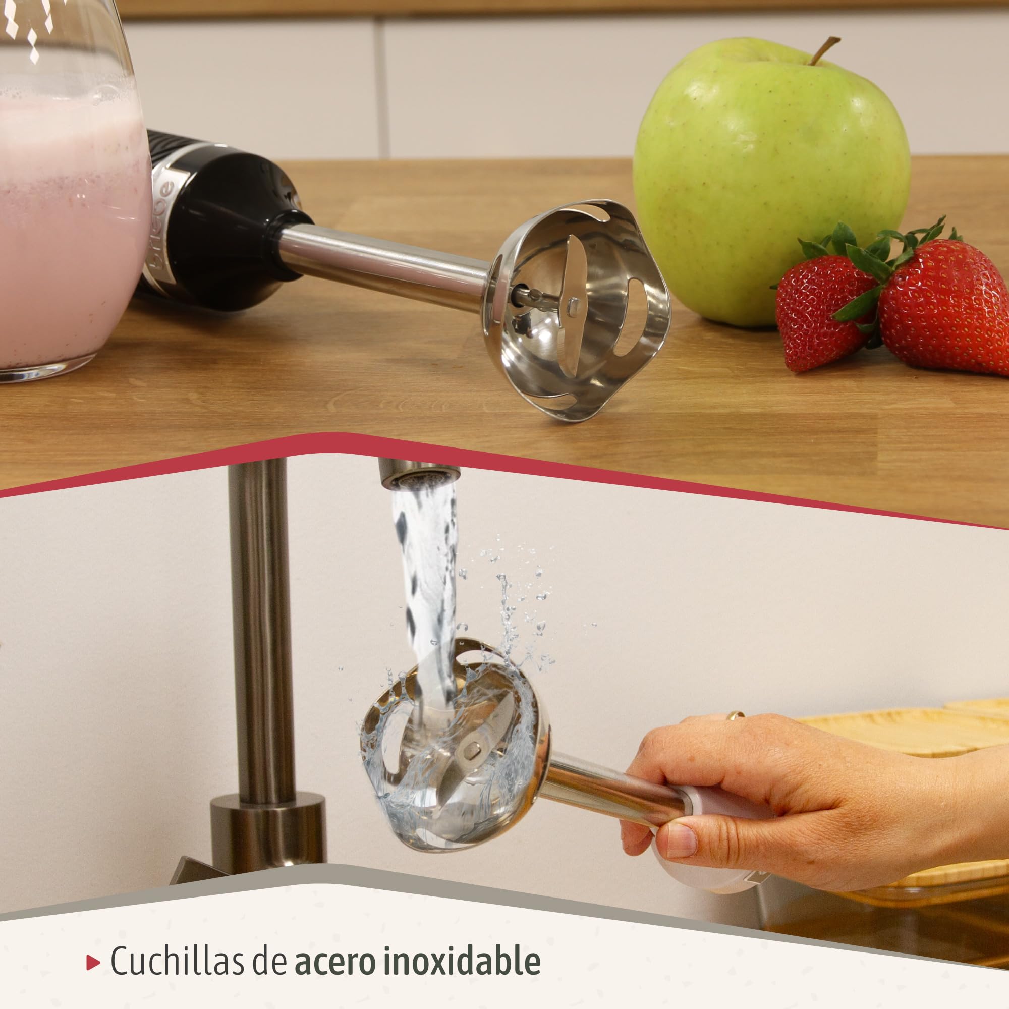 briebe Elegance Set Batidora de Mano 600W, 2 Velocidades Pie Desmontable Acero Inoxidable + Batidora de Varillas Eléctrica 400W, Amasadora de Mano Especial Repostería 5 Velocidades + Turbo (Negro)