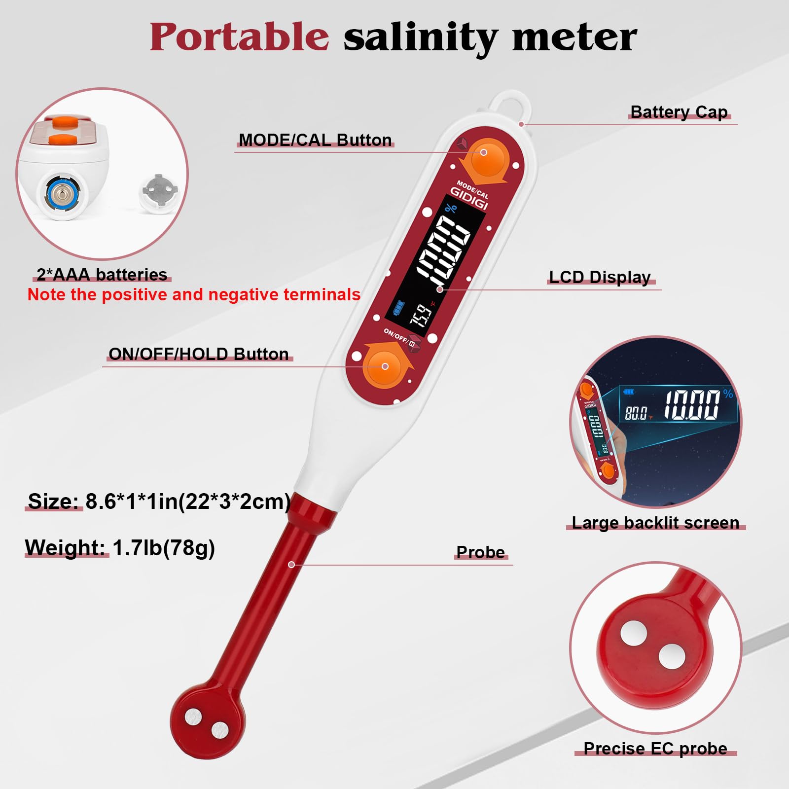 Digital Salinity Meter - Food & Water Testing -4