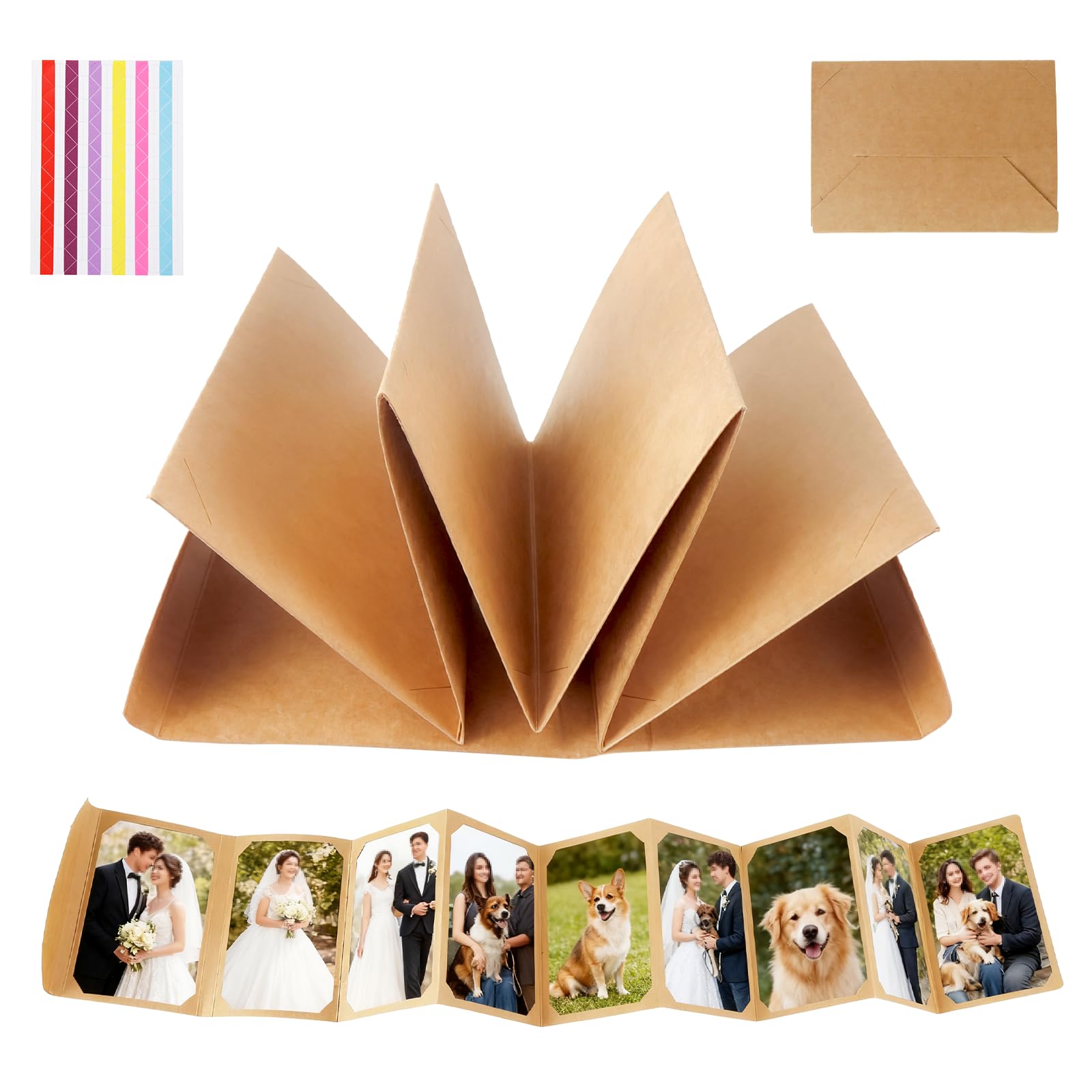 Album Photo DIY Personnalisable En Accordéon – 21 X 15 Cm, 34 Pages Kraft, Idéal Cadeau Anniversaire, Mariage Ou Remise De Diplôme