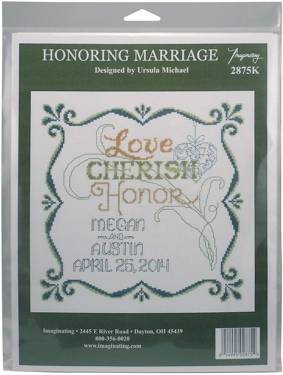 M & R Technologies Wedding Honoring Marriage Record Counted Cross Stitch White, multi-colored, By the yard