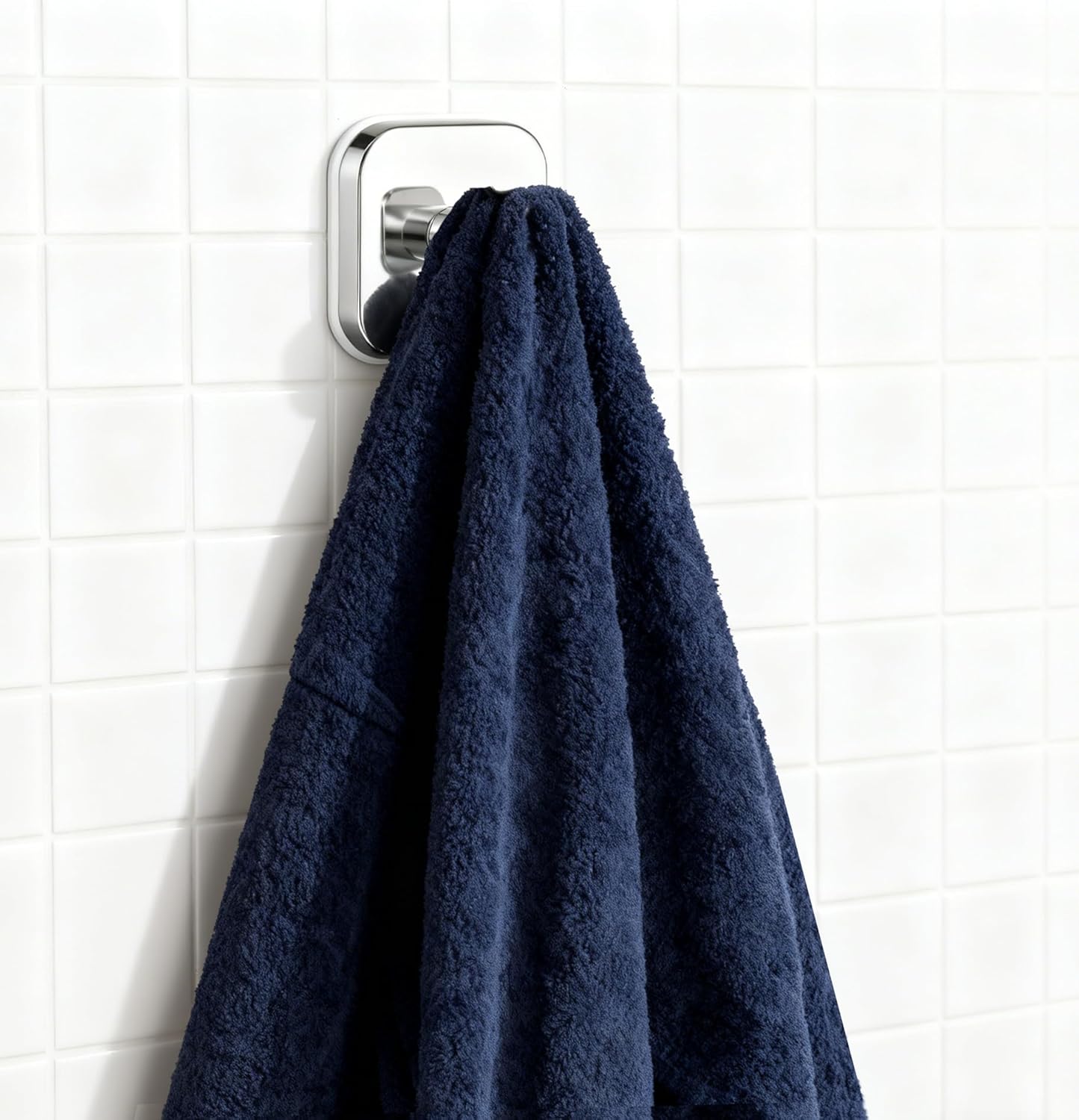 2 Pcs Suction Cup Hooks for Bathroom and Kitchen, Reusable Hook for Towels, Robes on Glass and Tiles (Polished Chrome)