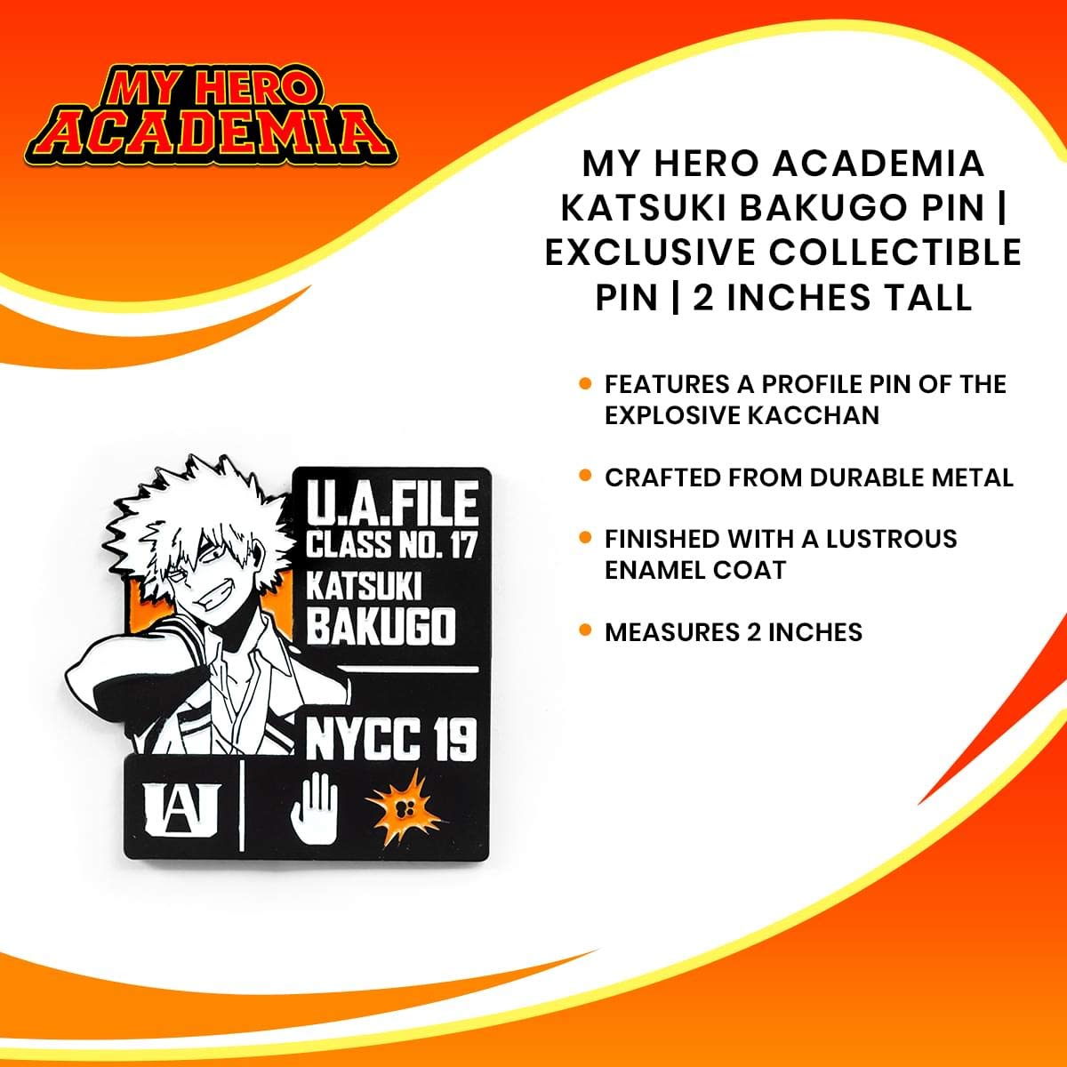 Just Funky My Hero Academia Katsuki Bakugo Pin | Exclusive Collectible Pin | 2 Inches Tall