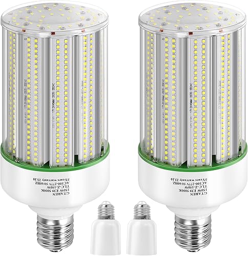 Paquete de 2 bombillas LED de mazorca de maíz de 150 W, equivalente a 600 W, halogenuros metálicos HPS HID CFL, luz diurna de 5000 K, base Mogul E39