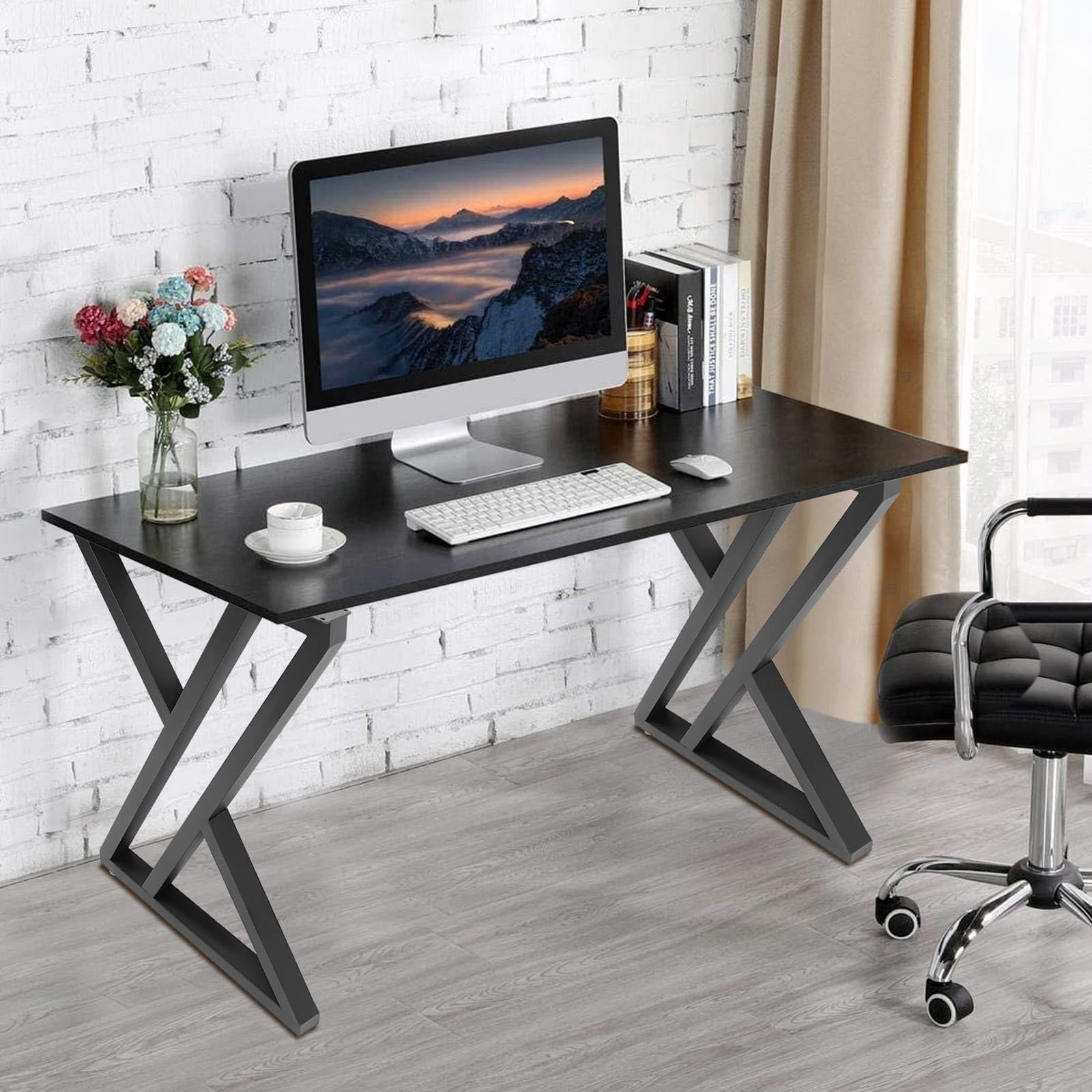 Set di 2 gambe da tavolo in metallo, forma a X stabile, capacità di carico 300 kg, stile industriale, altezza 70 x larghezza 50 cm, per soggiorno, ufficio, hotel, bar