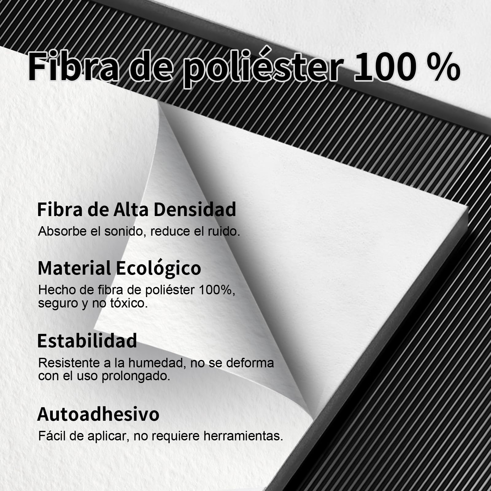 36 pieza Paneles Acústicos Cuadrados autoadhesivos | Aislamiento acústico eficaz alta densidad (230kg/m³) NRC 0.95 cubre 3,24m² Perfectos para paredes y puertas,sala de juegos,Porcelana blanca