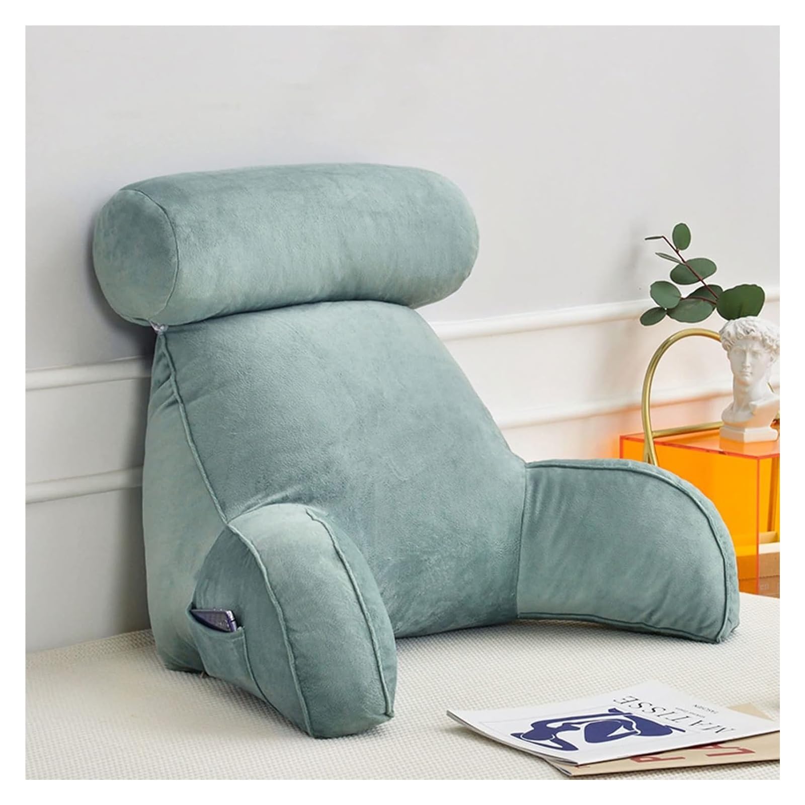 Reading pillow， Reading Pillow With Arms,Lumbar Support Cushion,Backrest