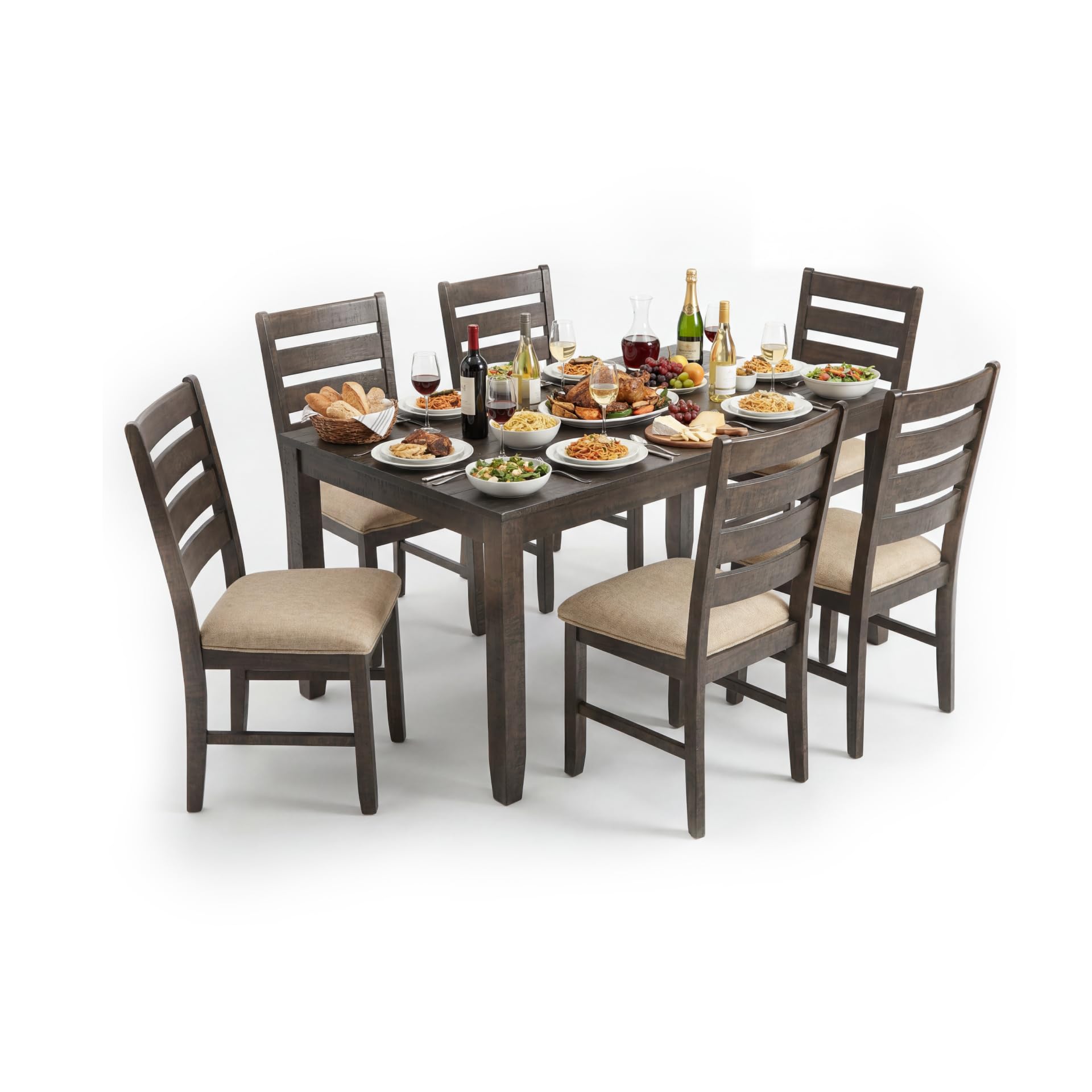 Photo 1 of **Parts Only** **MISSING MANY PARTS-WHITE TABLE**
Signature Design by Ashley Rokane 7-Piece Dining Room Table Set with 6 Upholstered Chairs - Brown Wood 20" Rectangular Table & Chair Set for Kitchen Dining Room