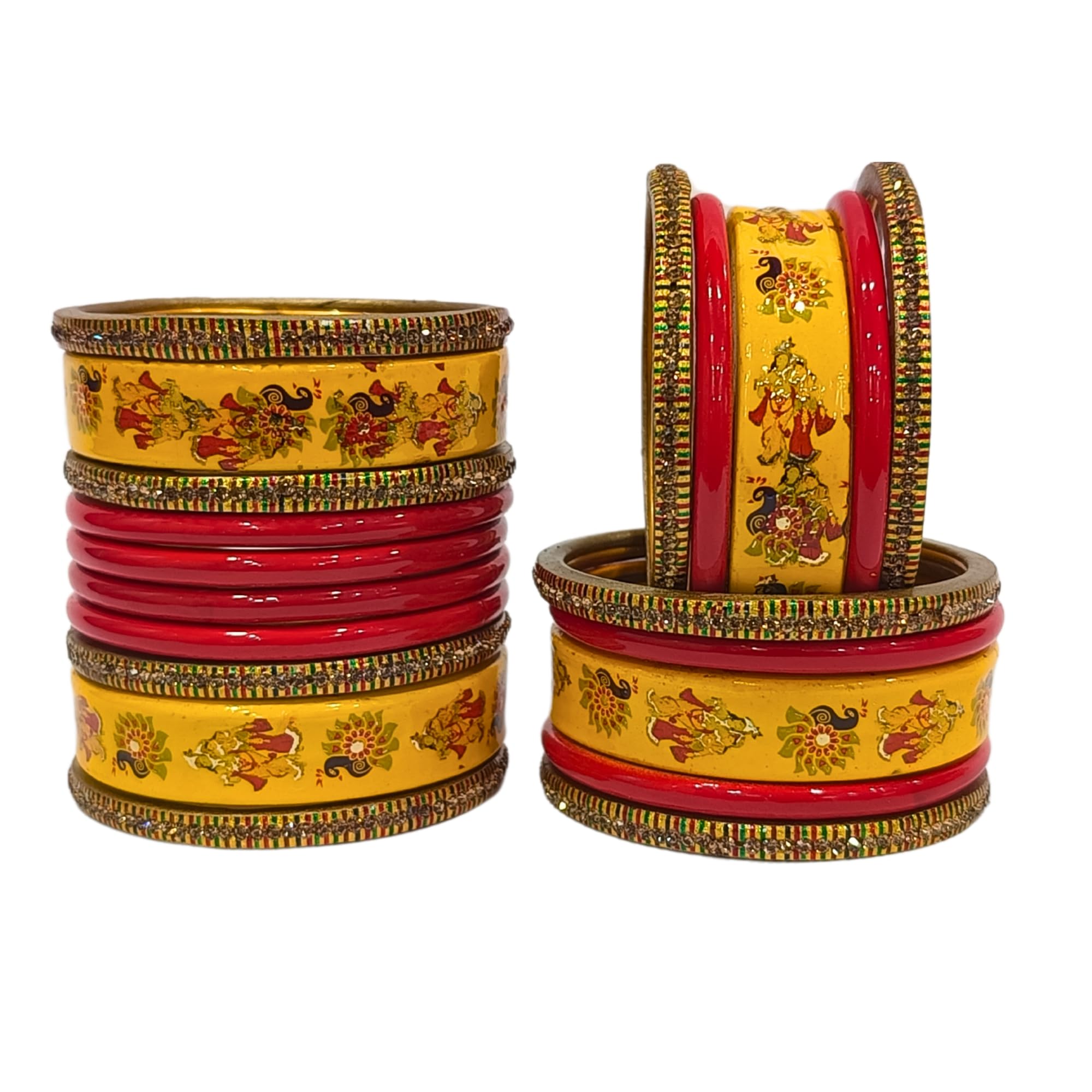Lahthi Wala - Radha Krishan Print On Kada Jaipuri Lakh Bangle Handmade Rajasthani for Women, Ethnic Wedding Set For Girls & Ladies, Gift For Wife 20 pis Red, Maroon & Yellow Combo Set Pack of 2 2.6 (B0CYXX8WK4) Amazon Price History, Amazon Price Tracker
