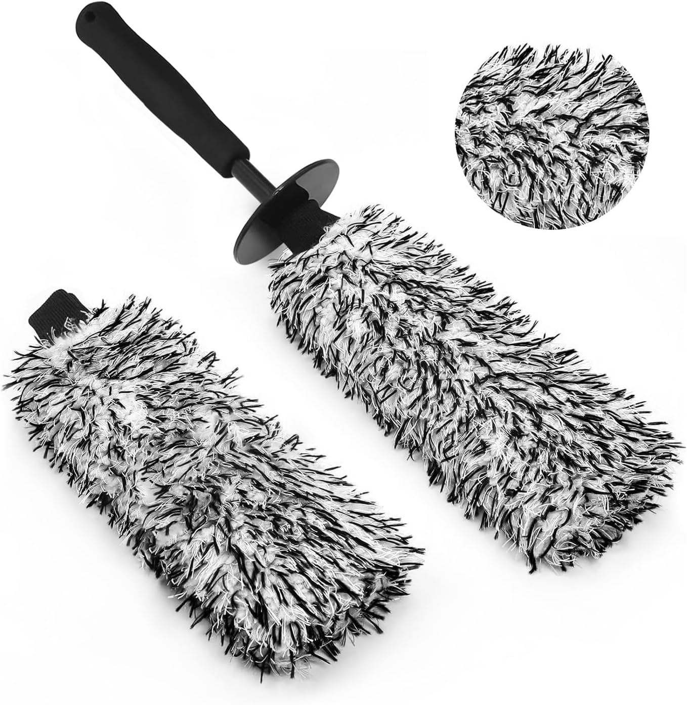 YeewayVeh Car Wheel Cleaning Brush, Microfiber Rim Brush with Replaceable Cover, Soft & Lightweight Flat Tire Cleaning Tool for Most Car, Truck, SUV, Motorcycle Fenders, Engine, Exhaust and Rims