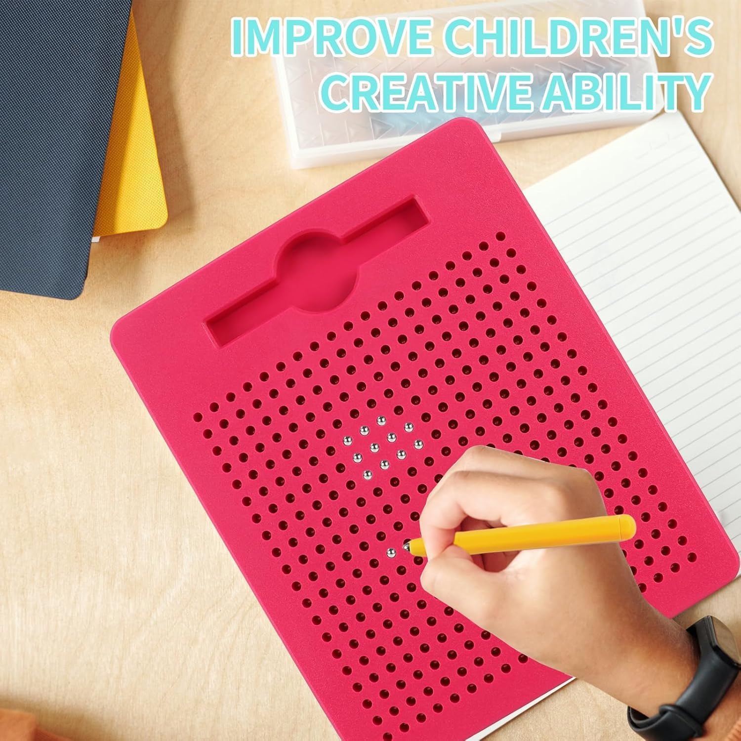 AIVORO 2 Pezzi Tavolo da Disegno Magnetico:Disegno con Piccole Palline Magnetiche in Acciaio per Bambini Tavolo da Disegno Magnetico Tavoletta Bambini Giocattolo Educativo (Rosa, Verde) (Pink Green)