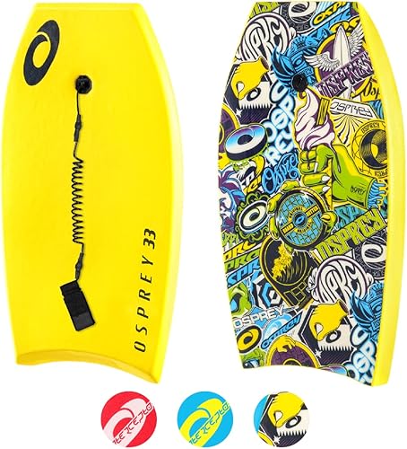 Miniatura 3 de Osprey - Bodyboard de 33 pulgadas con correa ajustable para la muñeca para niños y adultos, bodyboard ligero con cubierta XPE, cola creciente y