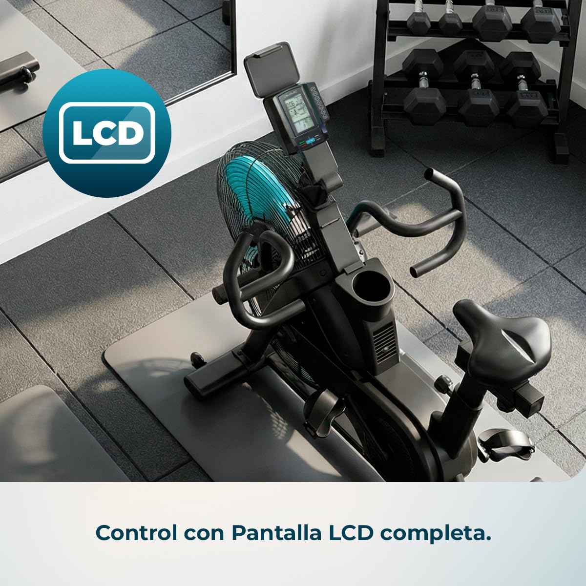 Cecotec Bicicleta de Aire Drumfit WOD Rider Ultimate. Ventilador 679.5mm, Pedaleo Bidireccional, Sistema de Doble Correa, Pantalla LCD HD, Compatible APP Mambo, hasta 150kg y 190cm de Altura
