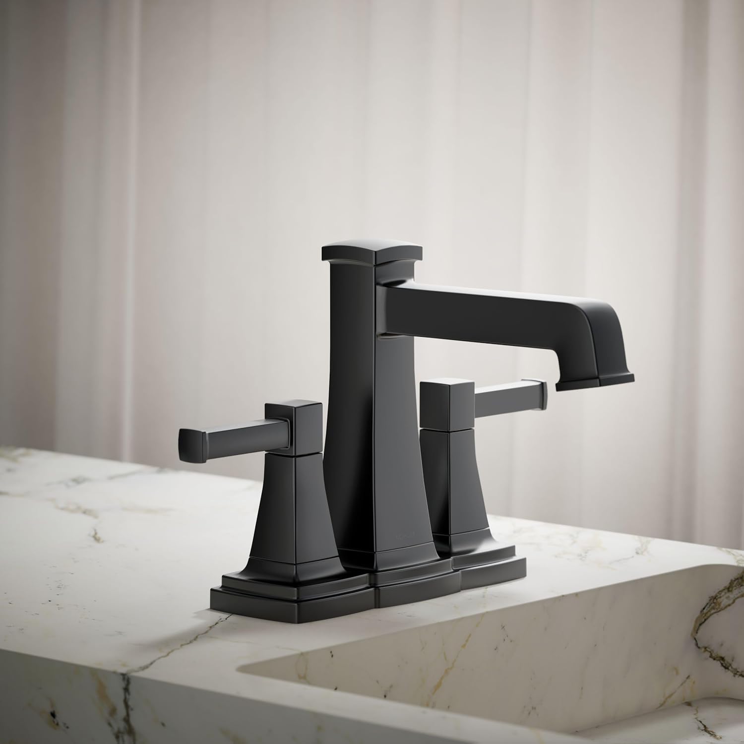 Kohler 27398-4-BL Riff® Centerset Bathroom Sink Faucet, 1.2 gpm, Matte Black