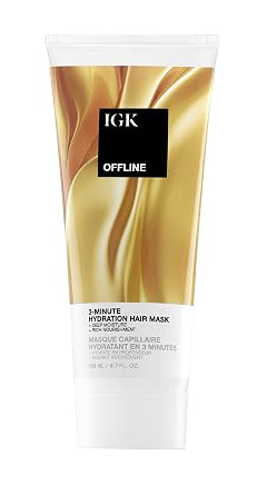 IGK OFFLINE 3-Minute Hydration Hair Mask Deep Conditioning Treatment for Dry & Damaged Hair Vegan & Cruelty-Free