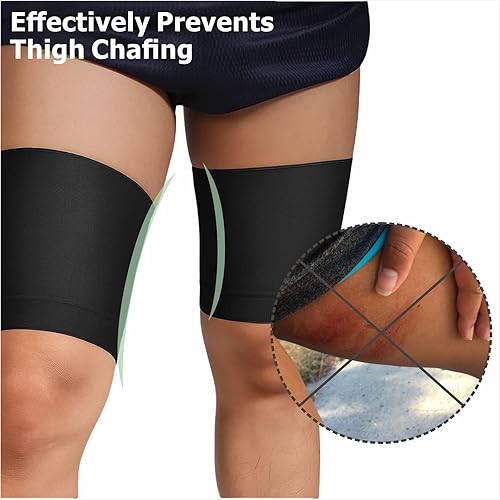Miniatura 4 de Mangas de compresión para muslos – Manga de compresión unisex para alivio del dolor de cuádruple e ingle, soporte de muslo y envoltura para Negro