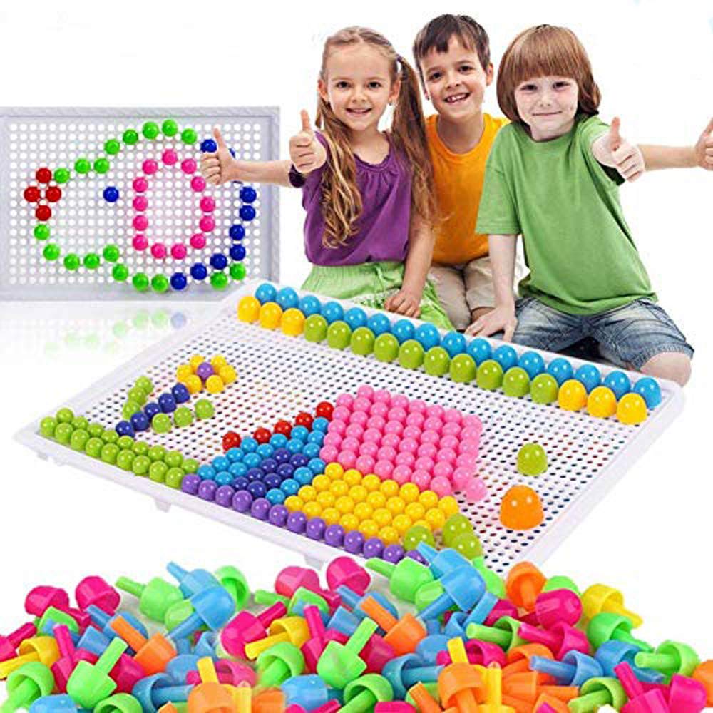 352 pcs Jouets de Mosaique Enfant Mosaïque Puzzle Jouet Bloc 3D Clous de Champignon Colorées Créatif DIY Jouet Cadeau Anniversaire - Jeux - Jouets