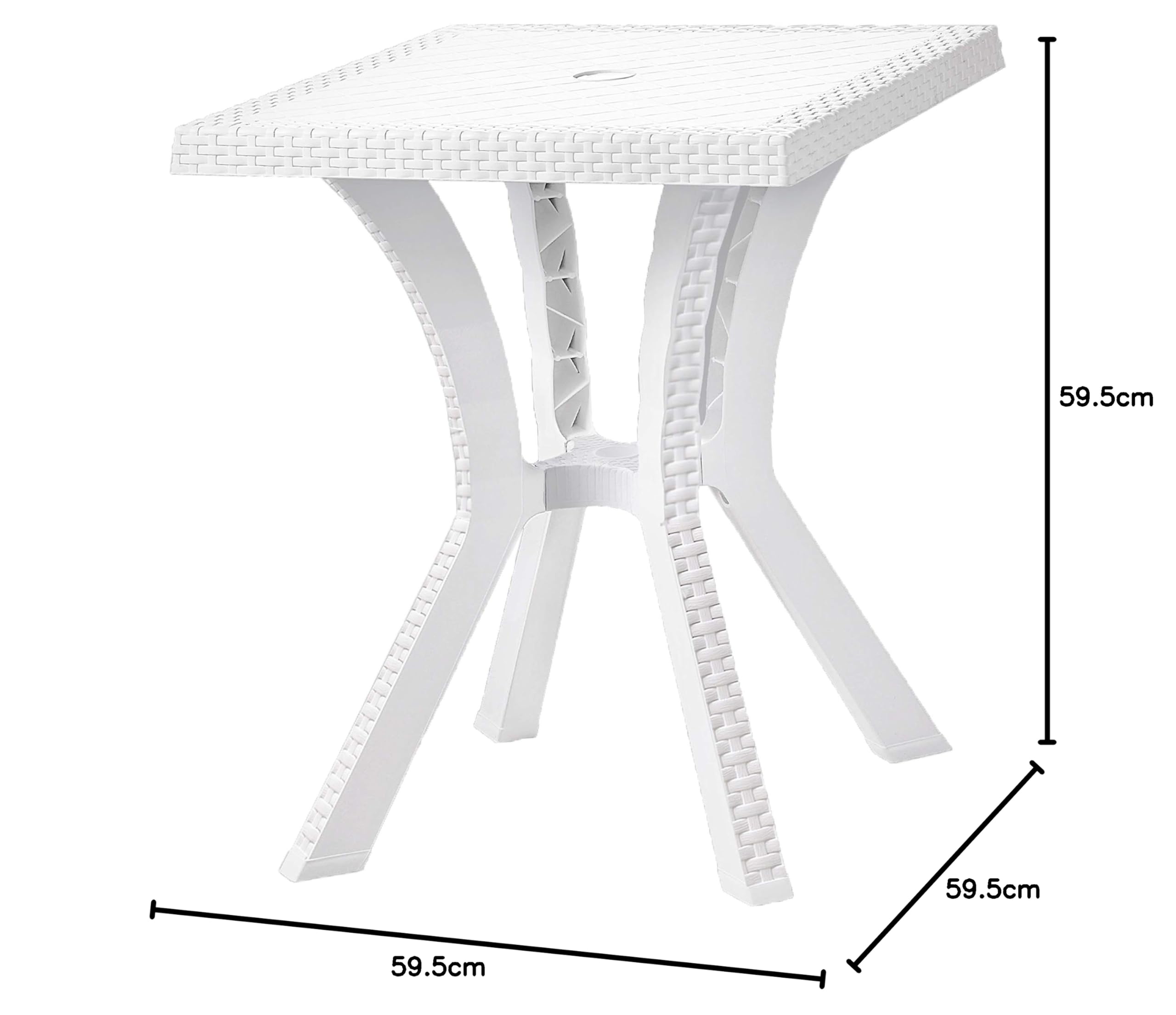 TAVOLO IN RESINA EFFETTO RATTAN GASTONE BIANCO 60X60 ARREDO GIARDINO 004760