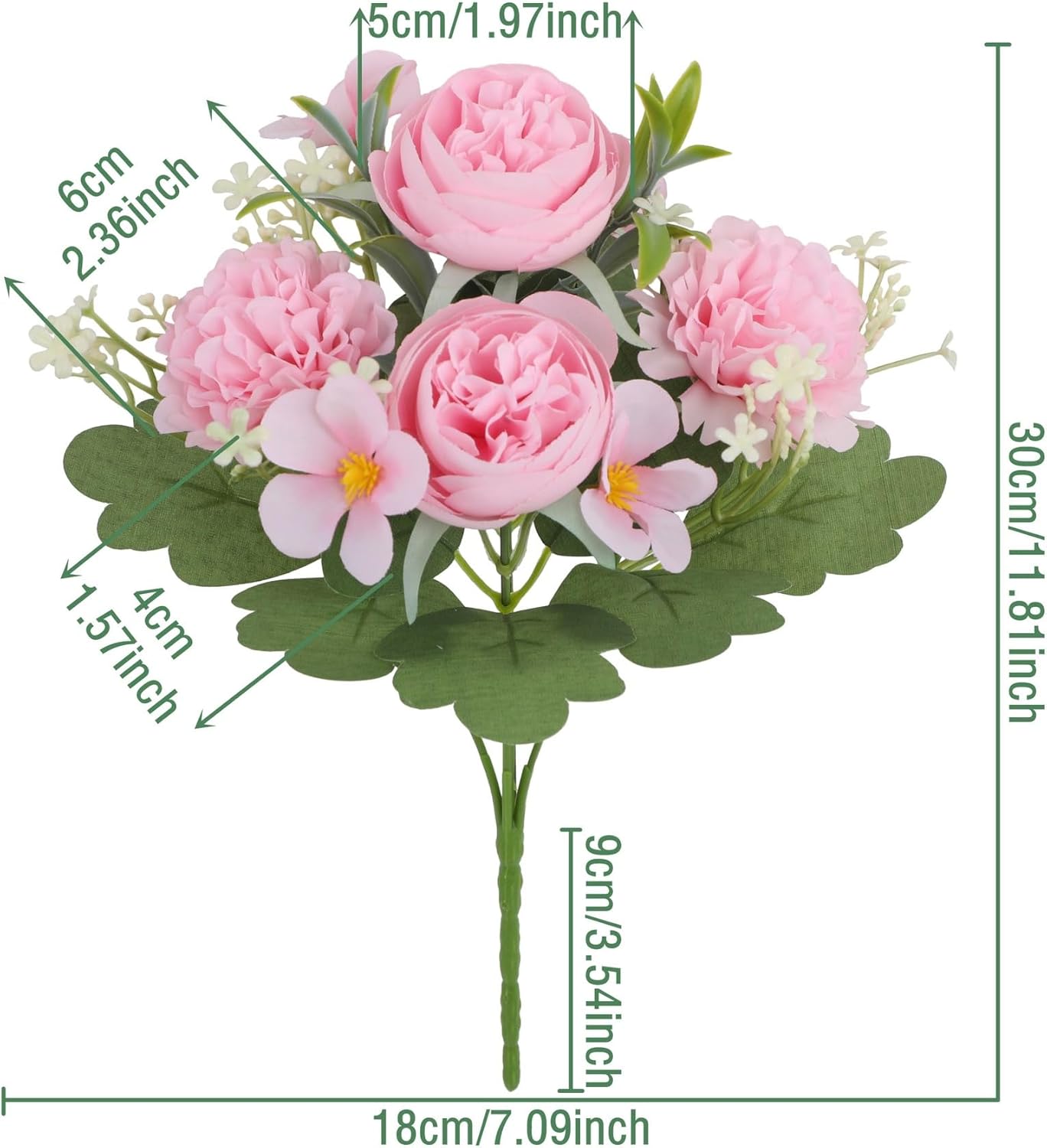 6 Color Rose Peony Artificial Flowers UV Resistant Fake Flowers for Outdoor Garden Decor Wedding Bouquets Home Decoration Porch, Patio Table Centerpiece