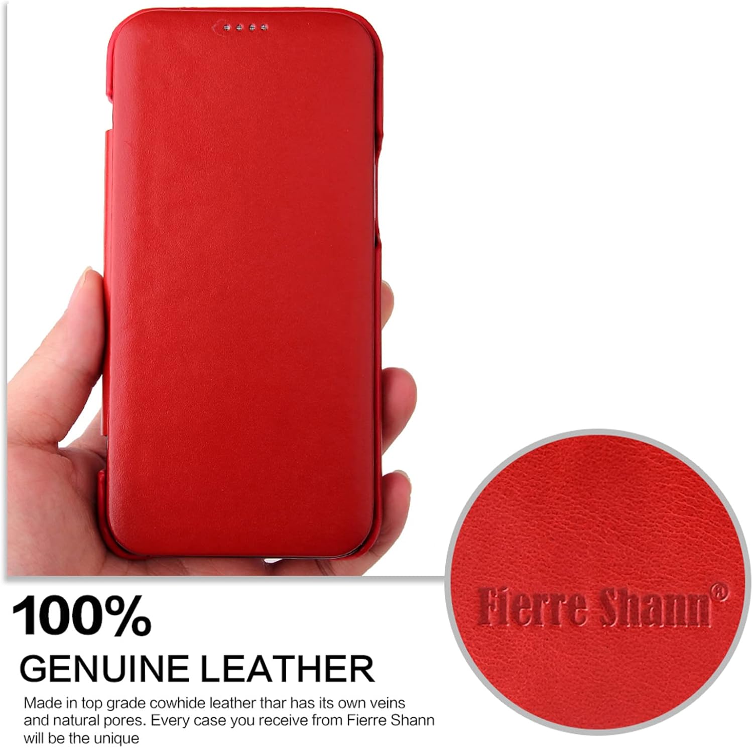 Case for iPhone 15/15 Plus/15 Pro/15 Pro Max, Vintage Series | Genuine Leather Full Coverage Curved Edge | Magnetic Folio Flip Protective Case | Slim Fit | Handmade