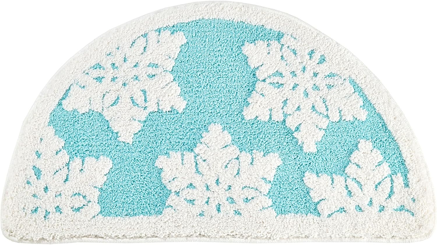 Blue and White Snowflake Bathroom Rug, Soft Plush Tufted Bath Mat, Non-Slip & Machine Washable, Absorbent & Quick Dry Floor Door Mat Home Decor for Shower, Tub and Sink, 17.7"x31.5"