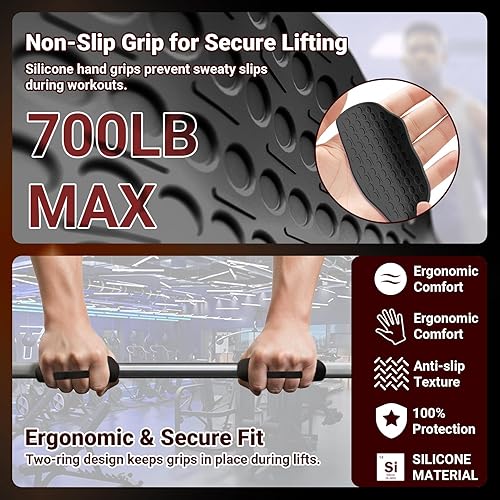 Miniatura 3 de Puños de entrenamiento antideslizantes  Protector ergonómico de goma en la palma para levantamiento de pesas, peso muerto, dominadas, crossfit  Dos