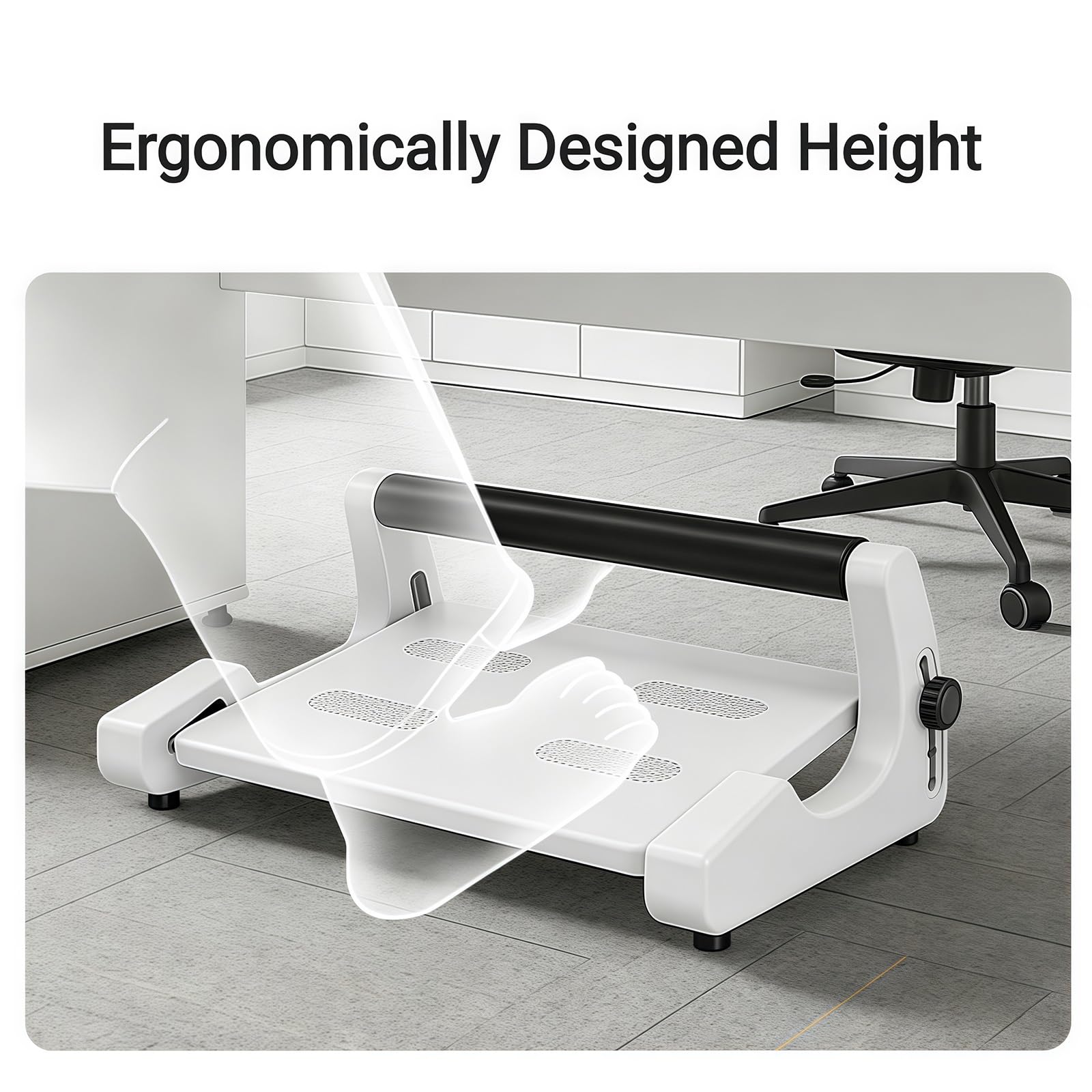 Reposapiés Multiángulo Regulable, Taburete Ergonómico Bajo Escritorio
