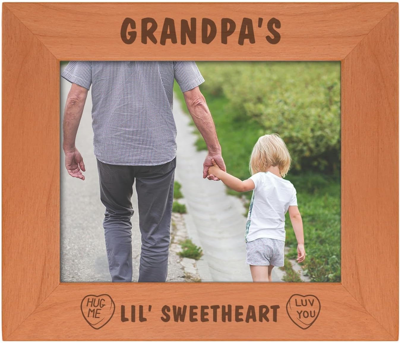 Personalized Gifts Grandpa's Lil Sweetheart Baby Granddaughter Natural Wood Engraved 4x6 Portrait Picture Frame Wood