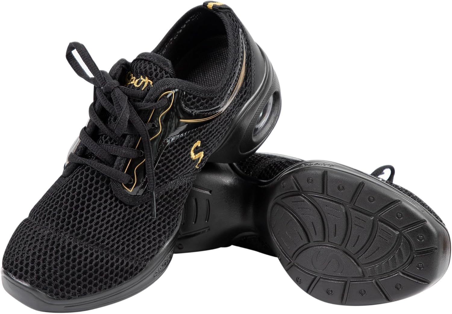 Linodes Women's Breathable Mesh Upper Jazz Dance Sneaker with Split Sole and Air Cushion Dance Multifunctional Walking Shoes Anti-Slip