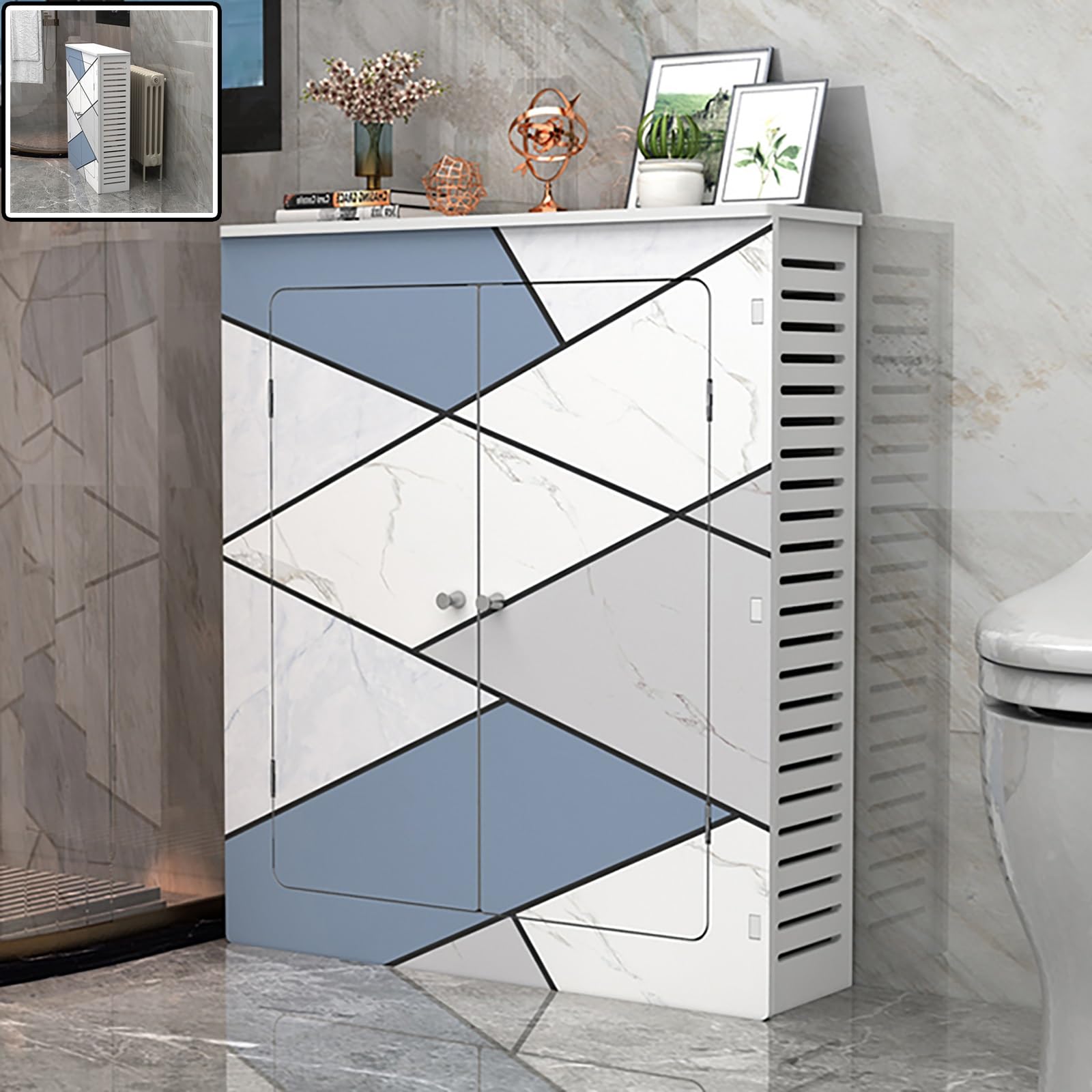 Couverture de radiateur en bois 2 portes design moderne avec meuble de couloir