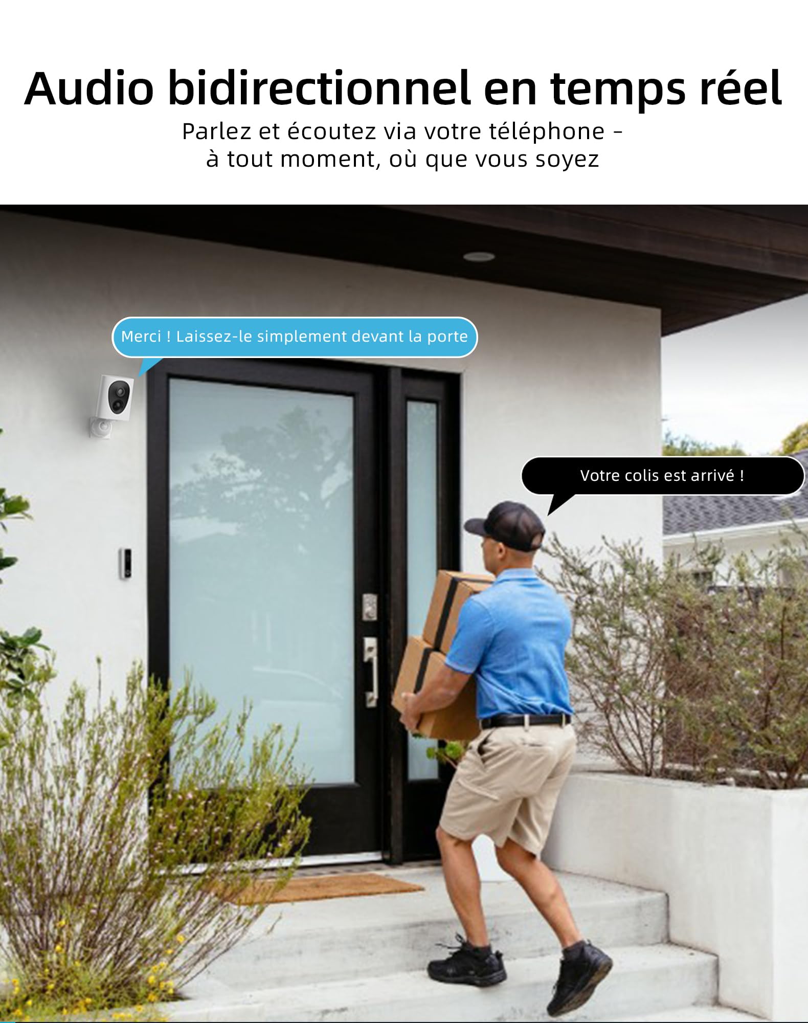 VIRTAVO 2K Camera Surveillance WiFi Extérieure sans Fil Batterie, Vision Nocturne Couleur Starlight, PIR Détection Mouvement, Étanche, Audio Bidirectionnel, VF1