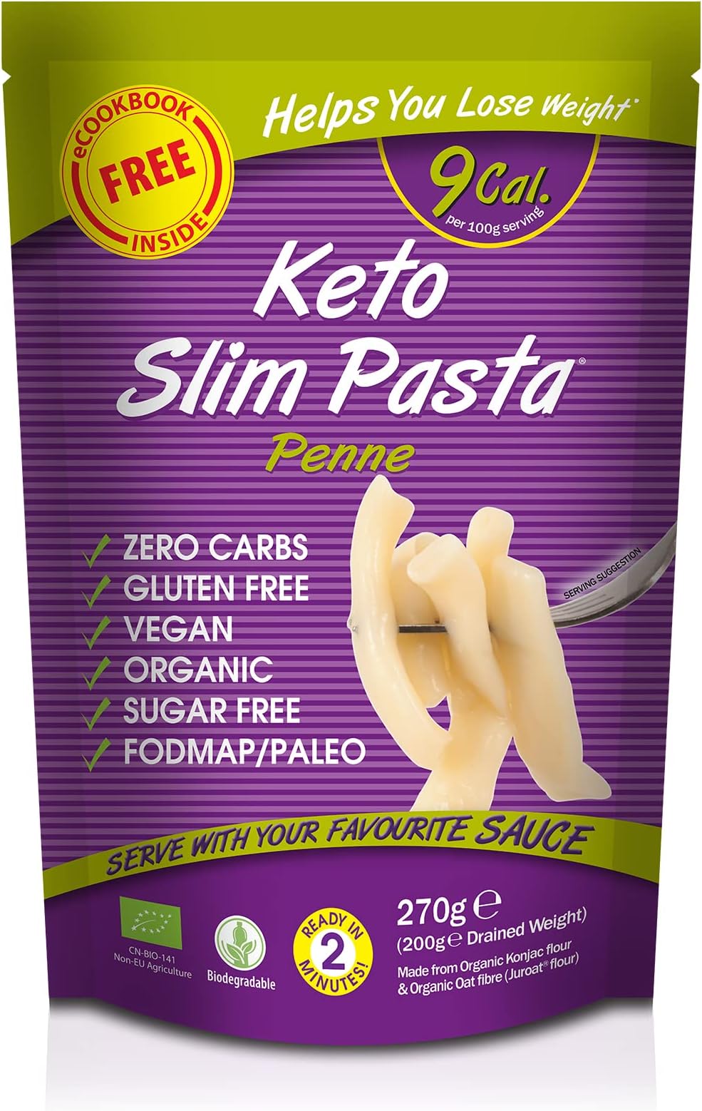 Eat Water Slim Pasta Penne Organic, 270 g, Pack of 5