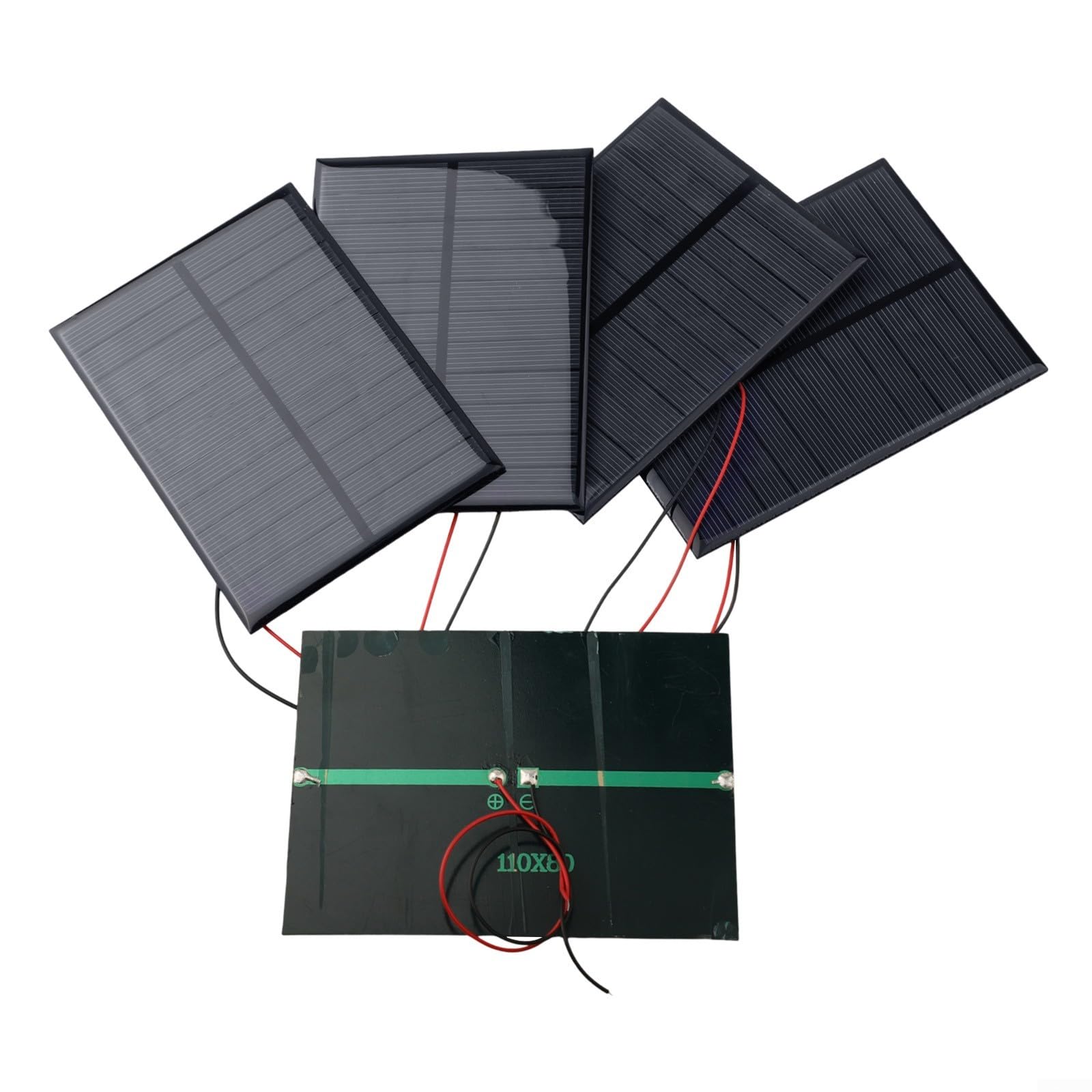 Kit di 5 pannelli solari fotovoltaici da 5 V 200 mA, 110 x 80 mm con filo da 10 cm, per mini caricabatterie a energia solare per progetti fai da te