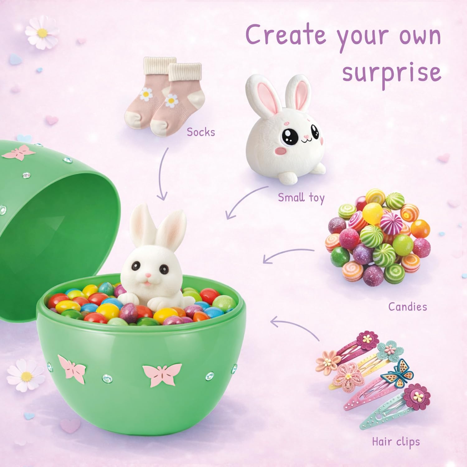 Festicy XXL Fillable Plastic Easter Eggs with Stickers | 12-Pack Large 3.9 x 5.9 in | Colorful Decorative Eggs for Indoor and Outdoor Décor & Egg Hunts