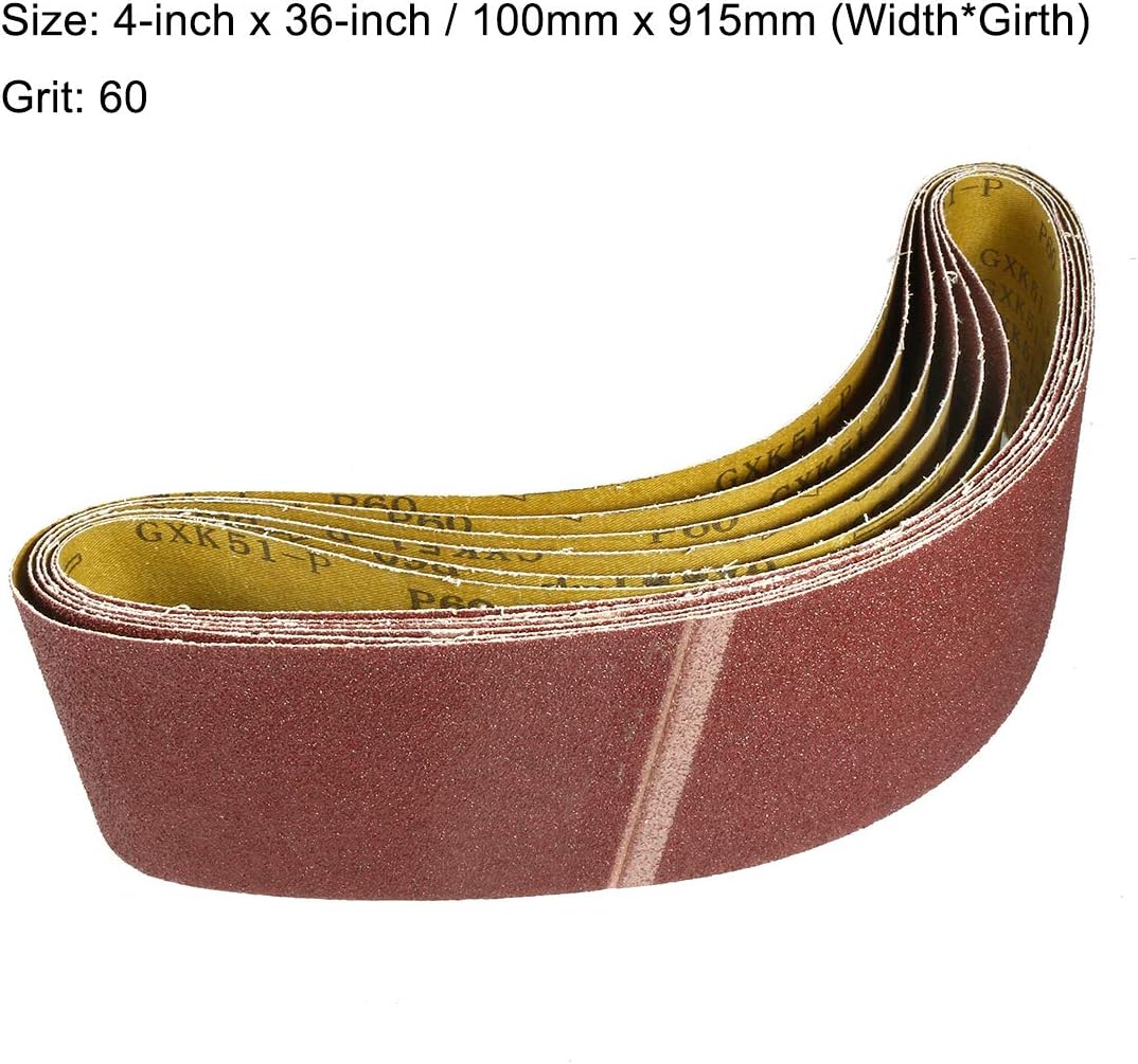 Sourcingmap 4-Inch x 36-Inch Aluminum Oxide Sanding Belt 60 Grits Sandpaper Lapped Joint for Belt Sander 6pcs - Image 3
