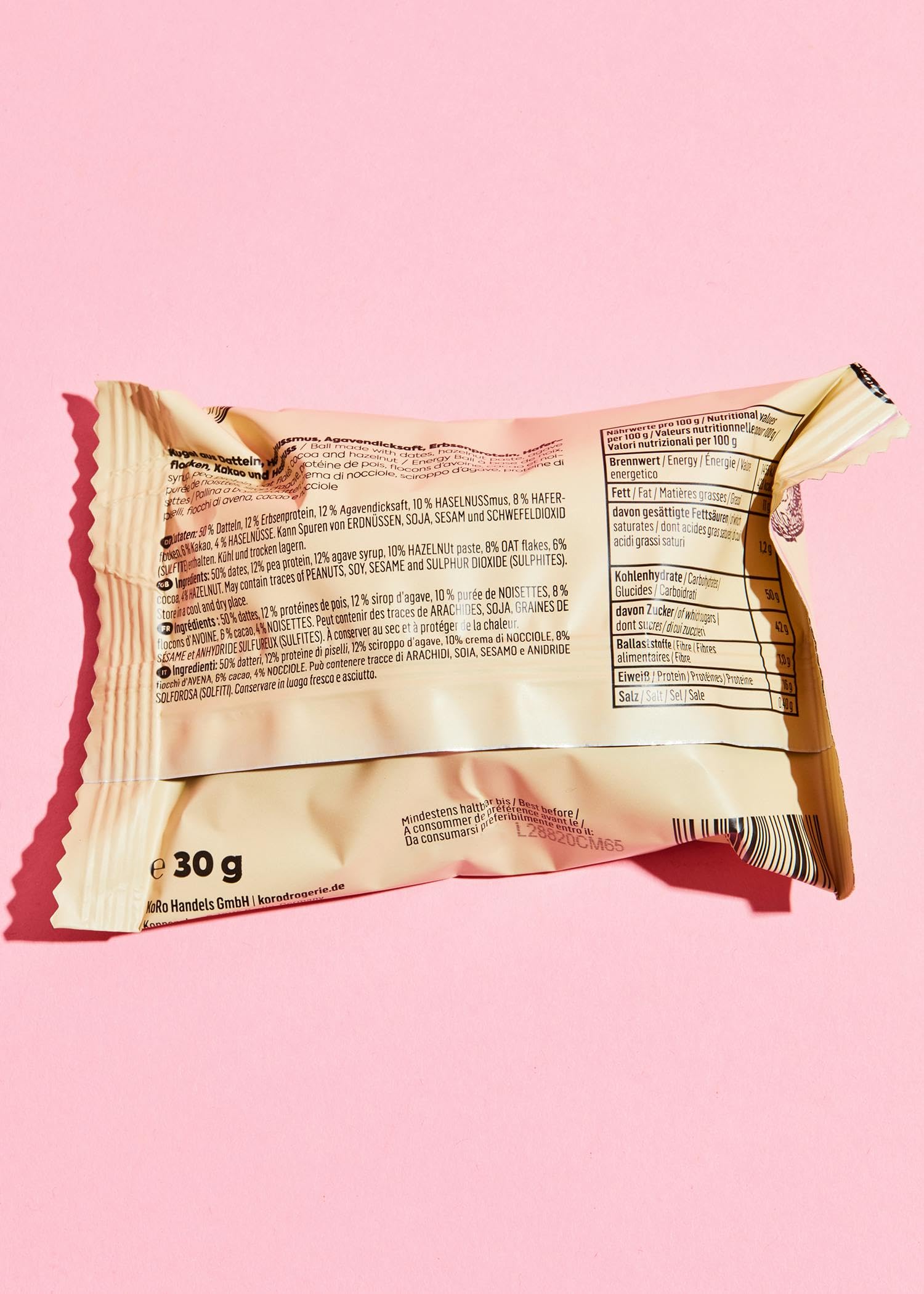 KoRo - Protein Ball saveur Brownie 14 x 30 g - Source de protéines végétales (16g/100g) - À base de dattes et de cacao - Snack vegan