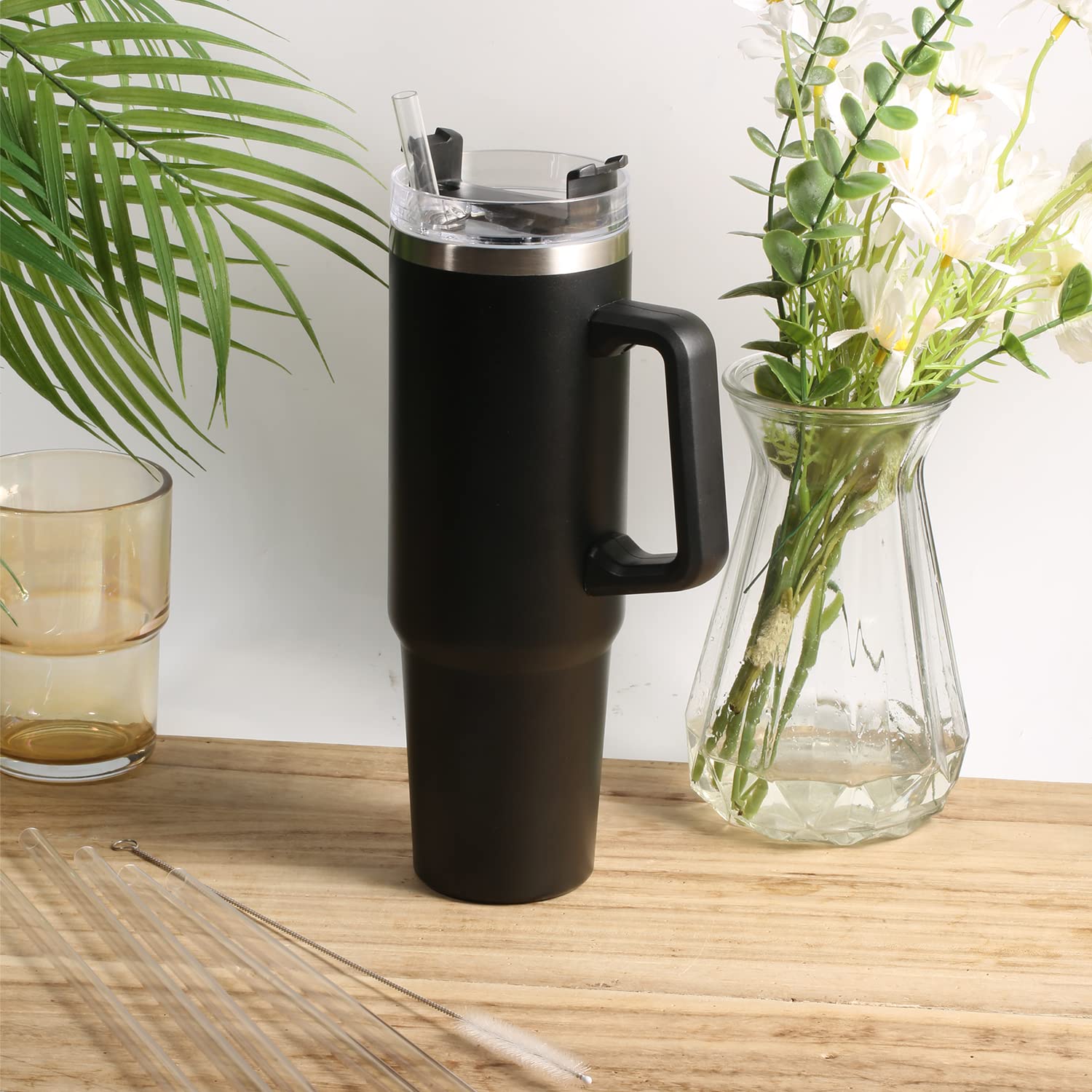 6 Pezzi Cannucce Di Ricambio Per Reduce Cold1 Tumbler 1400ml & 1200ml - Plastica Riutilizzabile Con Spazzola Per Pulizia - Accessori Per Tazze Di Vetro - 3