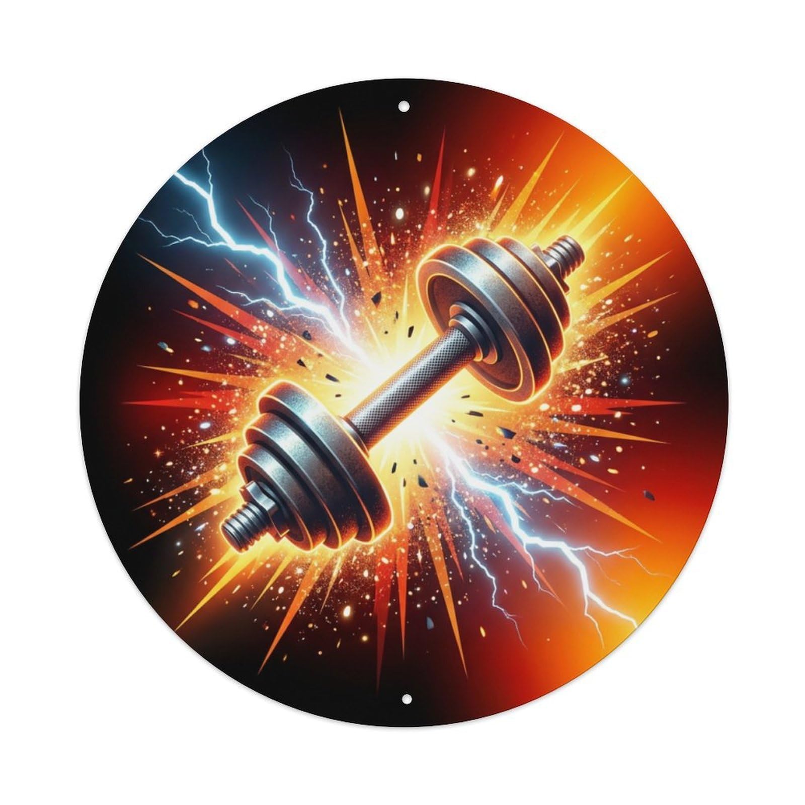Fyrn Style Metal Tin Sign Gym Fitness Workout Motivation Exercise Dumbbells Explosive Power Iron Thunder