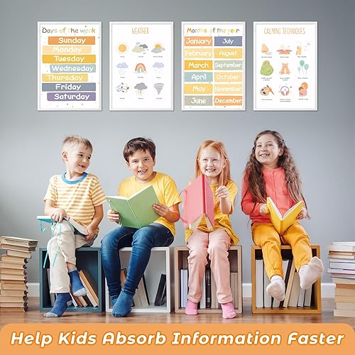 Miniatura 6 de 8 Boho Educational Posters for Toddlers, Pre K Learning Posters for Toddlers 3-5, Months of the Year, Numbers, Alphabet Posters Kindergarten