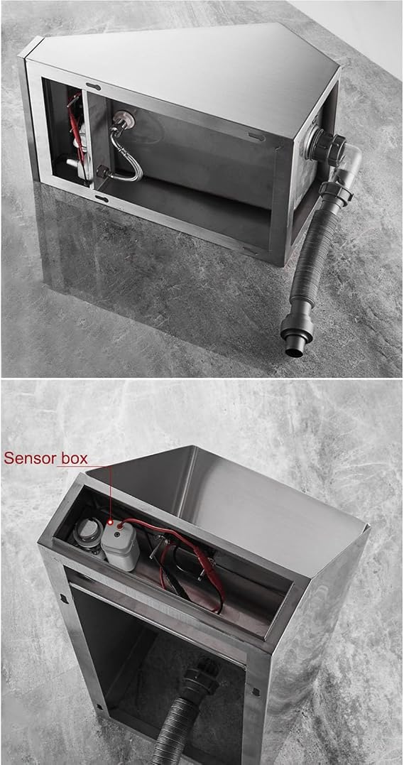 Automatic Sensor Urinal Toilet Universal Washout Urinal, Wall Mounted Intelligent Touchless Urinal, Flush Valve Auto Urinals Flushing Set, Commercial Men's Adult Urinal (Black)