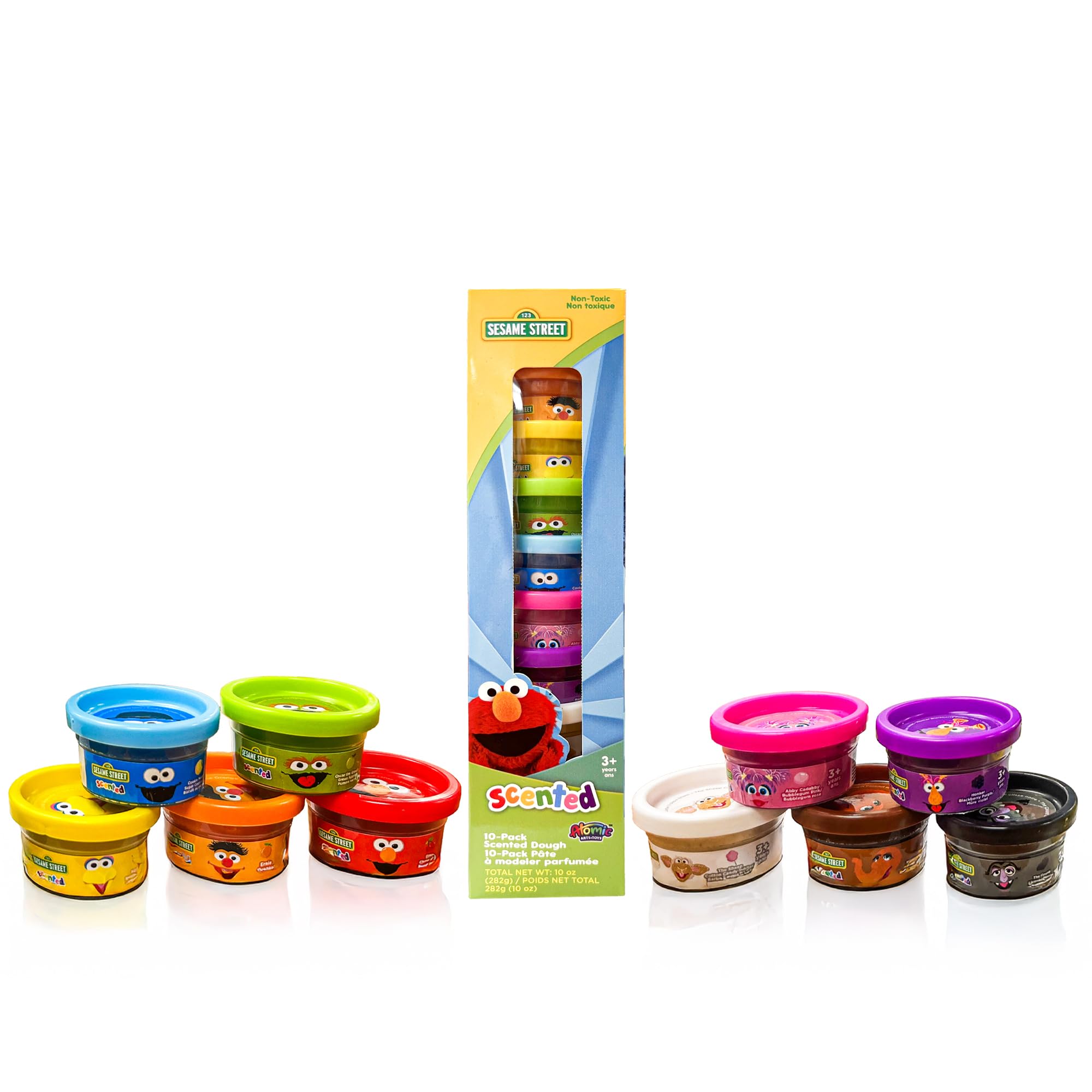 Sesame Street 10-Pack Dough | Sesame Street Mold & Create Dough | Elmo, Cookie Monster, Big Bird & More | 1oz Can | Multi-color | Officially Licensed