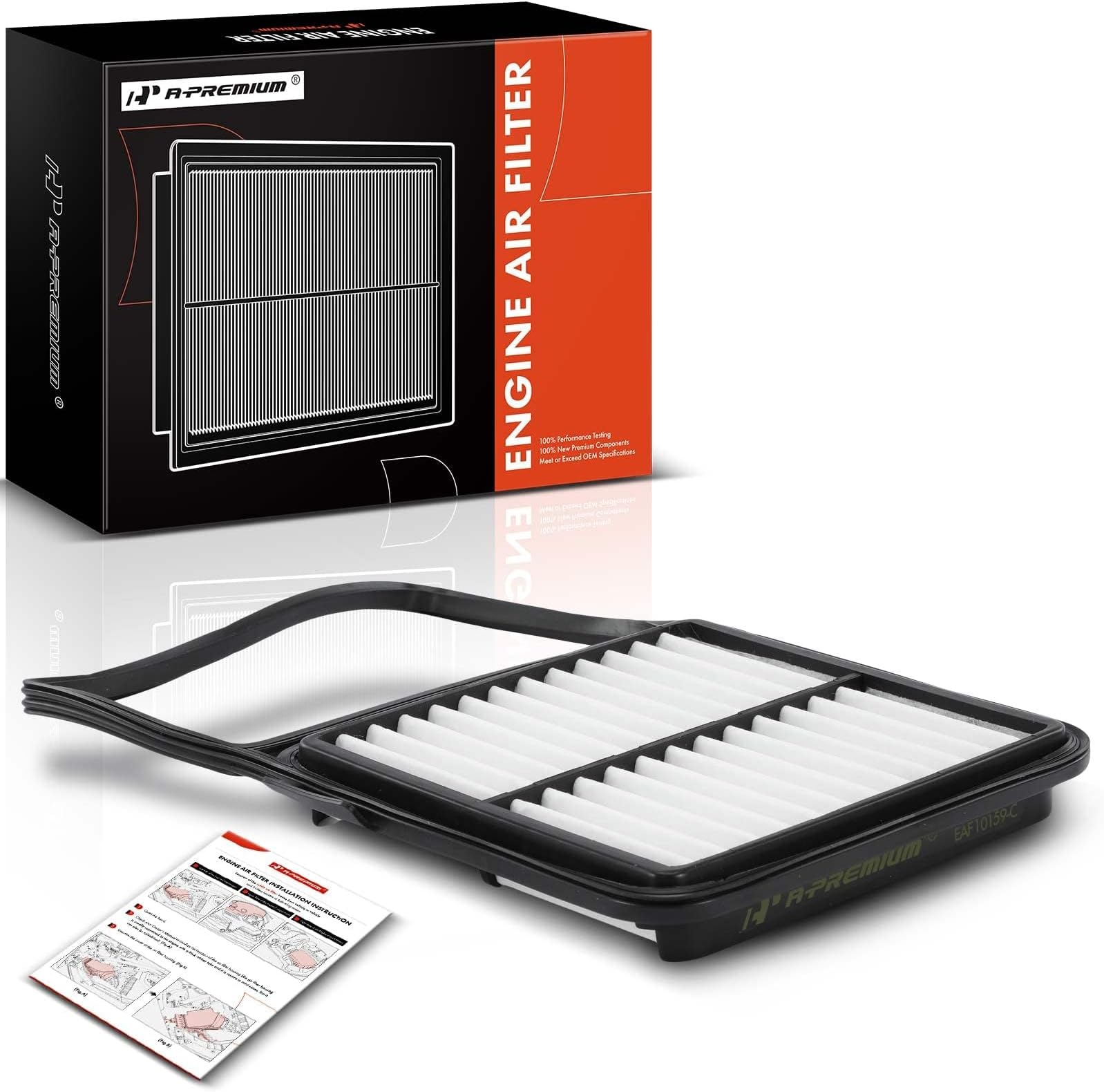 A-Premium Engine Air Filter Compatible with Toyota Prius 2004 2005 2006 2007 2008 2009 L4 1.5L, Rigid Panel Air Filter, Replace# 17801-21040, 1780121040