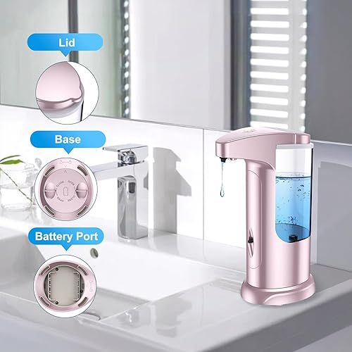 Miniatura 5 de AMIR Dispensador de jabón automático sin contacto de 12.5 onzas, dispensador automático de jabón líquido para manos a pilas, volumen ajustable,
