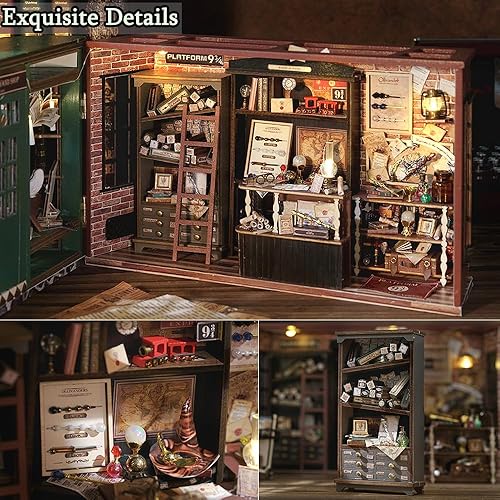 Miniatura 5 de TuKIIE Kit de casa de muñecas en miniatura con muebles, a escala 124, sala creativa abierta y cerrada, inspirada en películas, casa de muñecas de