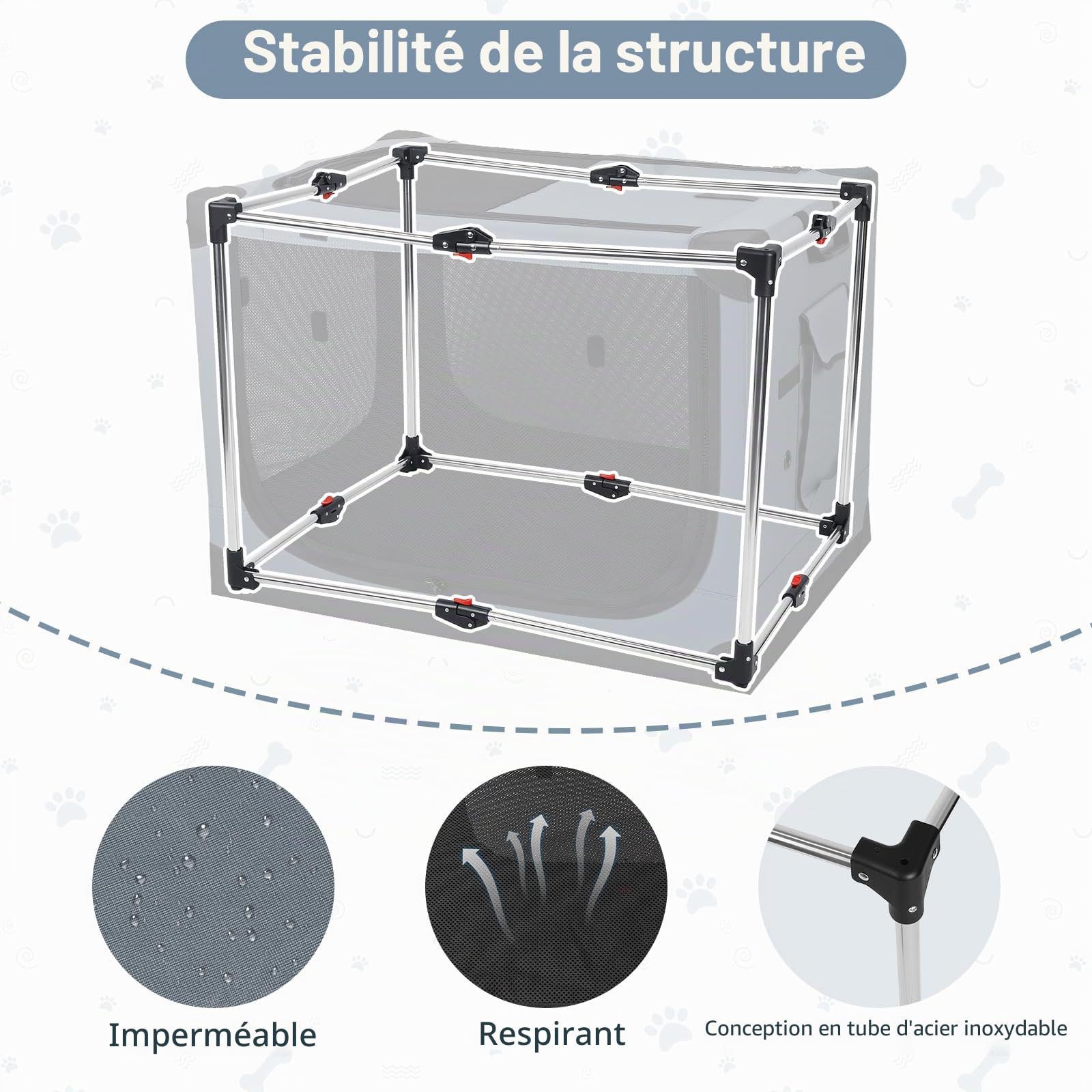 Sac de Transport Chien 85x64x60 cm, Pliable Caisse de Transport pour Chien, Caisse Transport Voiture Cage Chien Panier, Caisse Pliable Animaux de Compagnie pour la Maison et Les Voyages